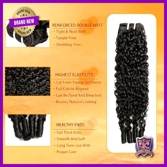 18-22 Inch Brazilian Virgin Hair Extensions Water Wave 3c4a Curly Bundles